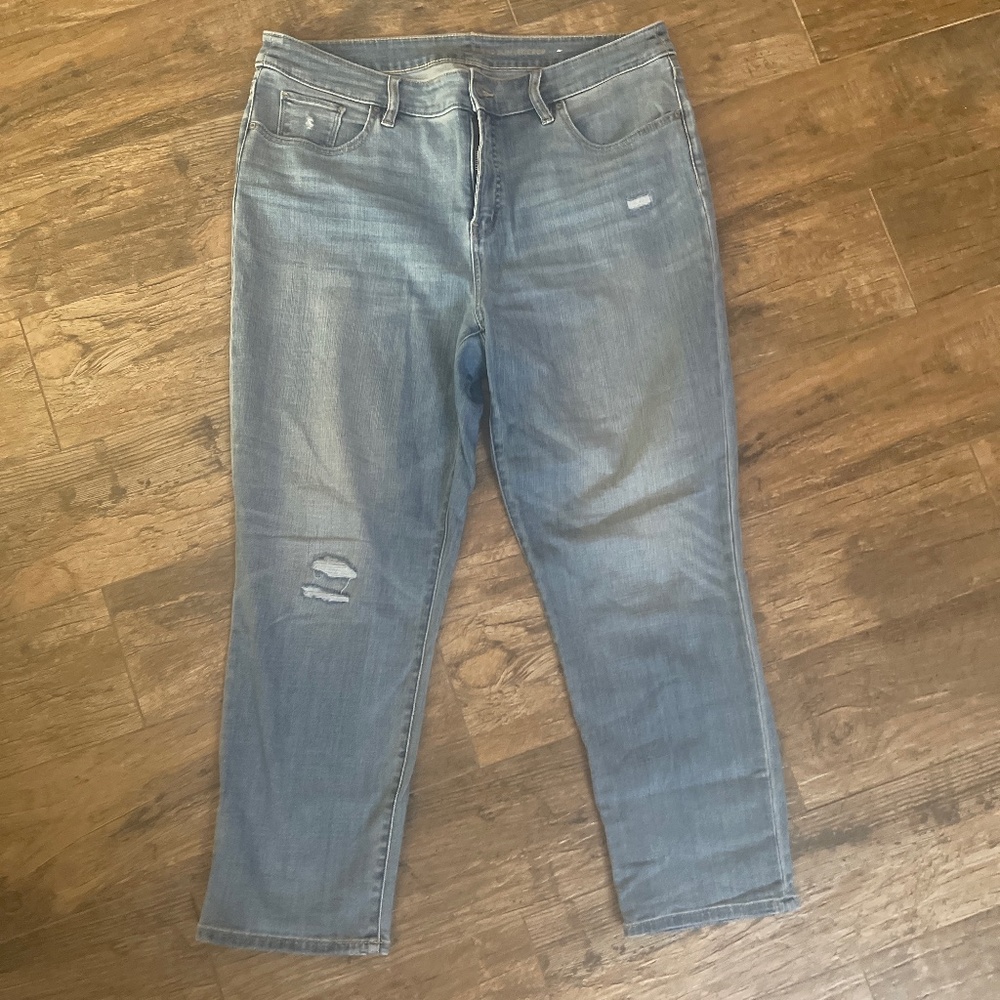 Chico's Washed Light Blue Distressed Jeans